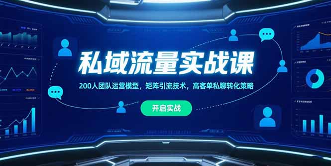 私域流量实战课，200人团队运营模型，矩阵引流技术，高客单私聊转化策略-骏阁网