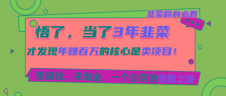 悟了，当了3年韭菜，才发现网赚圈年赚100万的核心是卖项目，含泪分享！-骏阁网