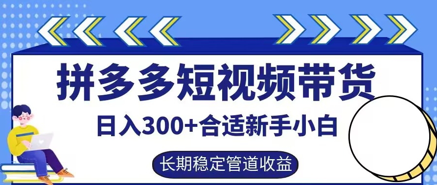 拼多多短视频带货日入300+有长期稳定被动收益，合适新手小白【揭秘】-骏阁网