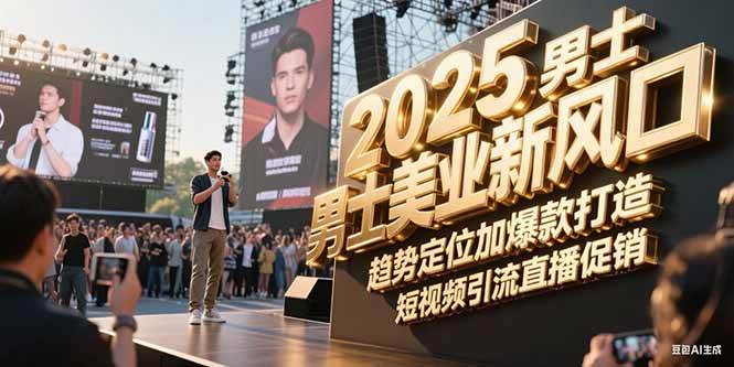 2025男士美业新风口，趋势定位加爆款打造，短视频引流直播促销-骏阁网
