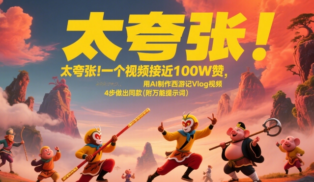 太夸张！一个视频接近100W赞，用AI制作西游记Vlog视频，全流程拆解来了(附万能提示词)-骏阁网