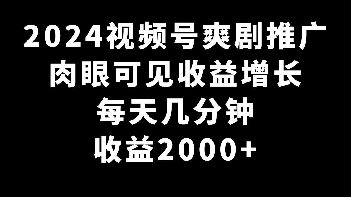 2024视频号爽剧推广，肉眼可见的收益增长，每天几分钟收益2000+-骏阁网