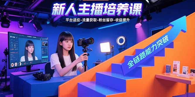 6b2fbe8367d8d92560ccf79d92d011f1.jpeg 新人主播培养课:平台适应-流量获取-粉丝留存-收益提升 全链路能力突破