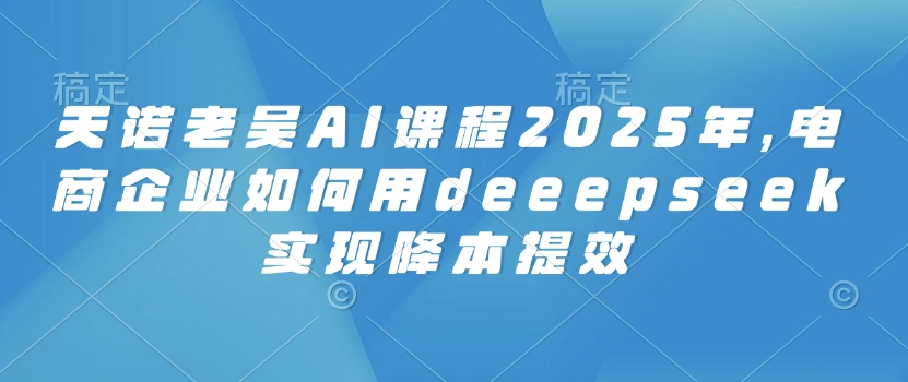 天诺老吴AI课程2025年，电商企业如何用deeepseek实现降本提效-骏阁网