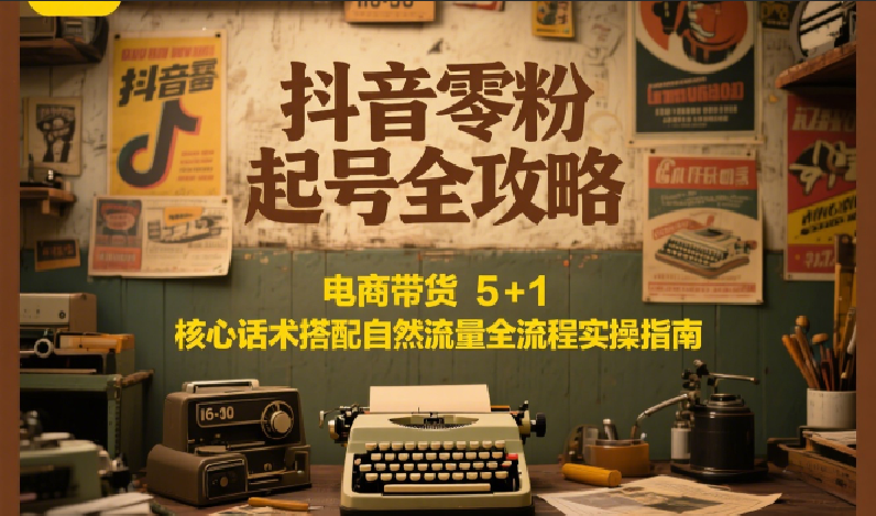 抖音零粉起号全攻略：电商带货 5+1 核心话术搭配自然流量全流程实操指南-骏阁网