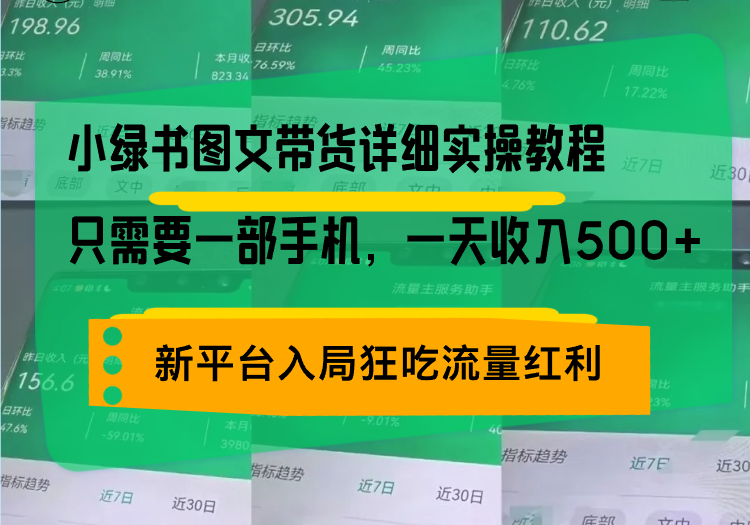 小绿书图文带货详细实操教程，只需要一部手机，一天收入500+，轻松变现-骏阁网