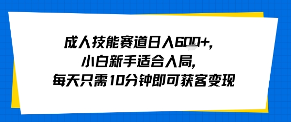 成人技能赛道日入多张，小白新手适合入局，每天只需10分钟即可获客变现-骏阁网
