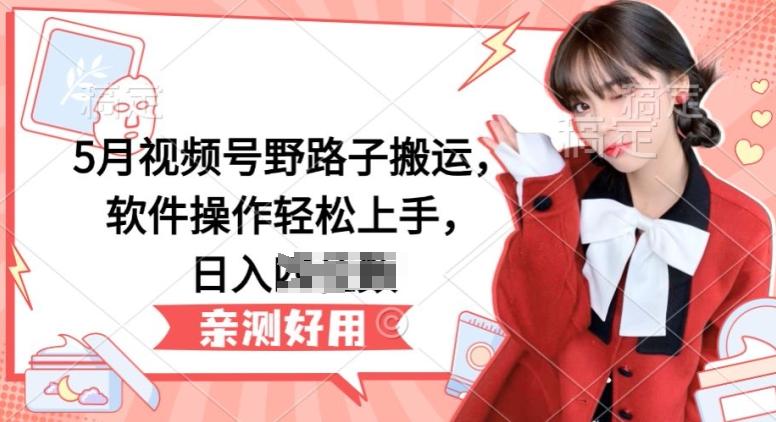 5月视频号野路子搬运，软件操作轻松上手，日入三位数【揭秘】-骏阁网