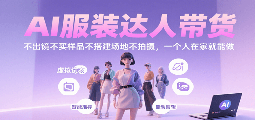 AI服装达人带货，不出镜不买样品不搭建场地不拍摄，一个人在家就能做-骏阁网