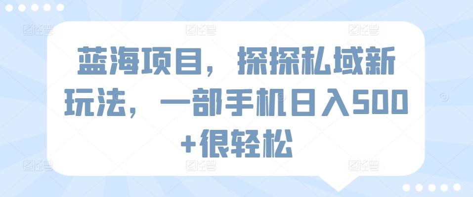 蓝海项目，探探私域新玩法，一部手机日入500+很轻松【揭秘】-骏阁网