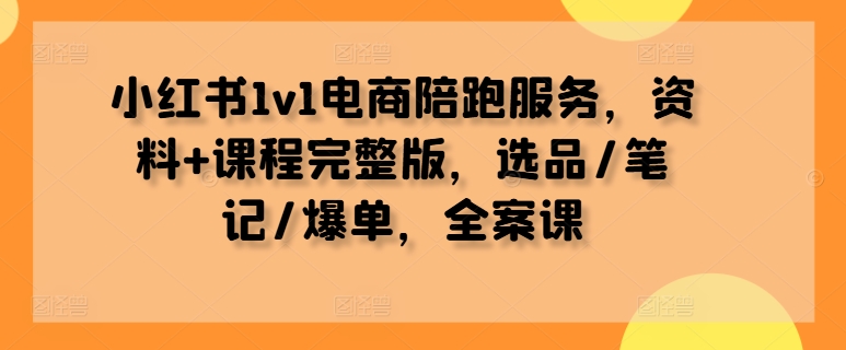 小红书1v1电商陪跑服务，资料+课程完整版，选品/笔记/爆单，全案课-骏阁网