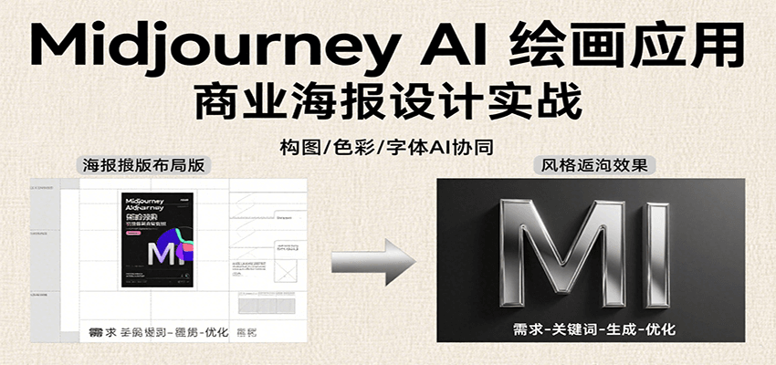 Midjourney AI绘画应用，关键词指令解析、漫画头像制作、海报设计、3D人物生成等-骏阁网