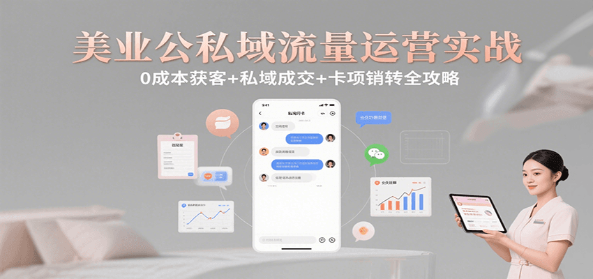 美业公私域流量运营实战：0成本获客+私域成交+卡项销转全攻略-骏阁网