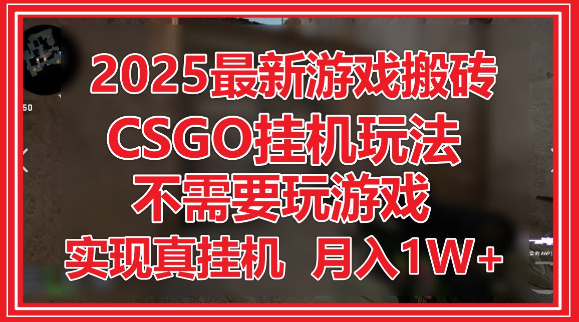 2025最新游戏搬砖，CSGO挂机，不需要玩游戏，实现真挂机，月入1W+-骏阁网