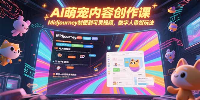 AI萌宠内容创作课，Midjourney制图到可灵视频，数字人带货玩法-骏阁网