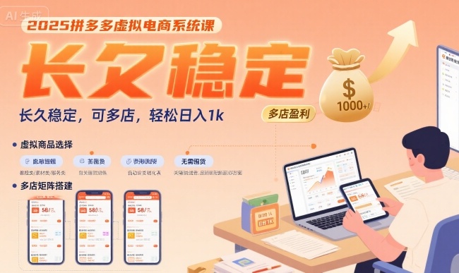 86e339471003794b180daf455d679a2f.jpeg 2025拼多多虚拟电商系统课,长久稳定,可多店,轻松日入1k