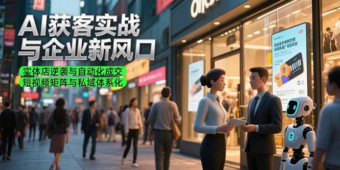 AI获客实战与企业新风口，实体店逆袭与自动化成交 短视频矩阵与私域体系化-骏阁网