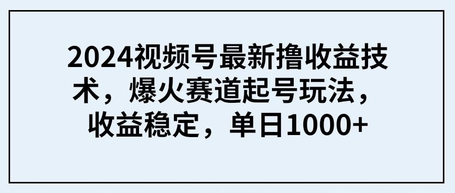 (9651期) 2024视频号最新撸收益技术，爆火赛道起号玩法，收益稳定，单日1000+-骏阁网