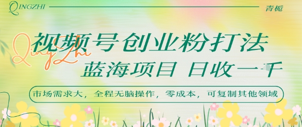 视频号创业粉打法，日入1k，蓝海项目，市场需求大，全程无脑操作，可复制-骏阁网