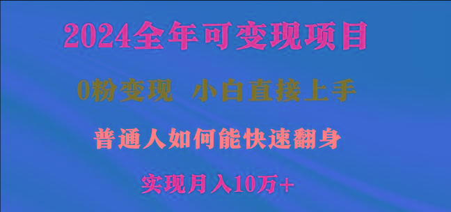 2024全年可变现项目，一天收益至少2000+，小白上手快，普通人就要利用互…-骏阁网