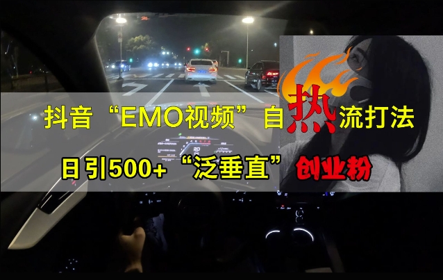抖音EMO视频自热打法，日引500+“泛垂直”创业粉-骏阁网