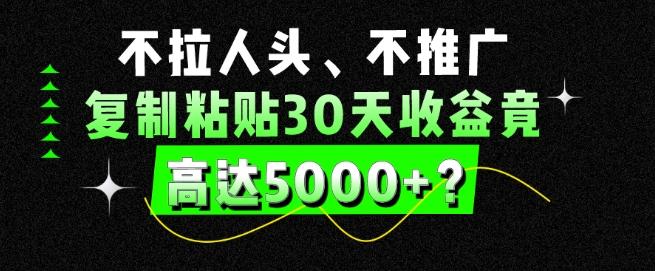 不拉人头、不推广，复制粘贴30天收益竟高达5000+？-骏阁网