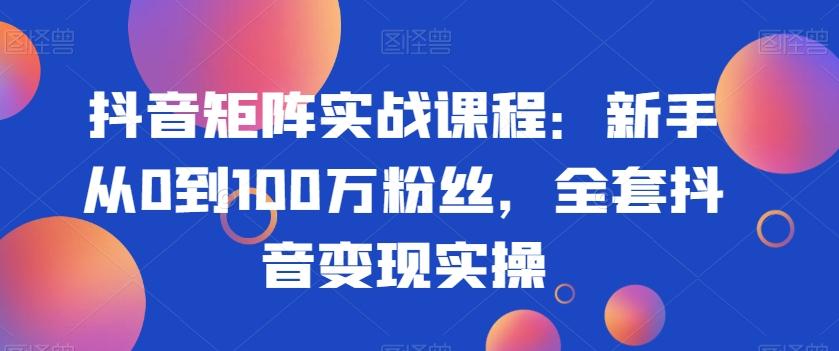 抖音矩阵实战课程：新手从0到100万粉丝，全套抖音变现实操-骏阁网