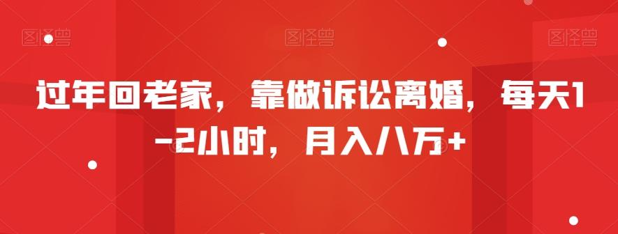 过年回老家，靠做诉讼离婚，每天1-2小时，月入八万+-骏阁网