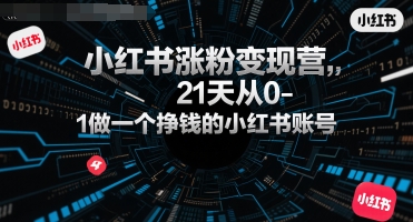 小红书涨粉变现营，21天从0-1做一个挣钱的小红书账号-骏阁网