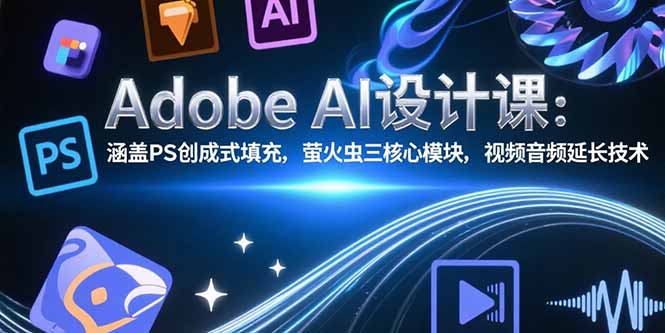 Adobe AI设计课：涵盖PS创成式填充，萤火虫三核心模块，视频音频延长技术-骏阁网