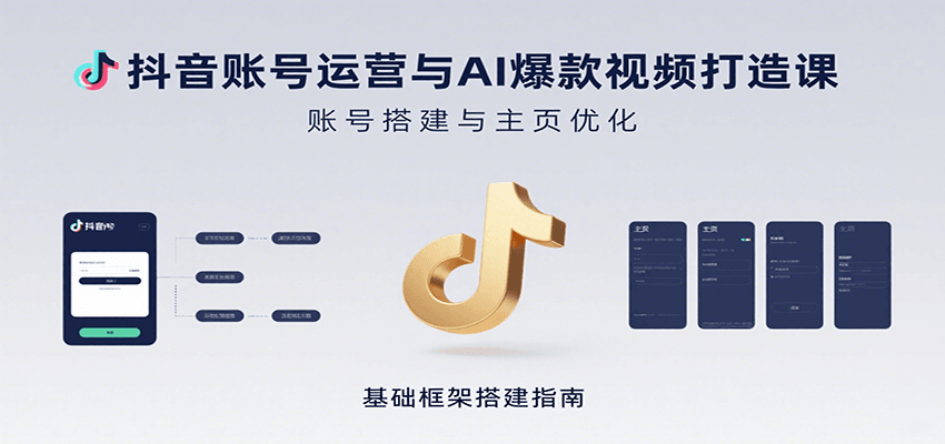 抖音账号运营与AI爆款视频打造课：含账号搭建、运营及多种AI特效视频制作方法-骏阁网