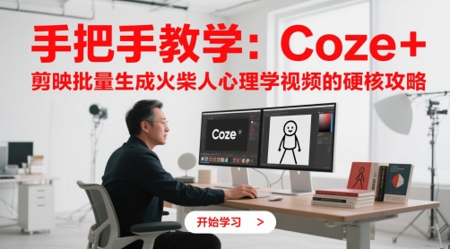 手把手教学：Coze + 剪映批量生成火柴人心理学视频的硬核攻略-骏阁网