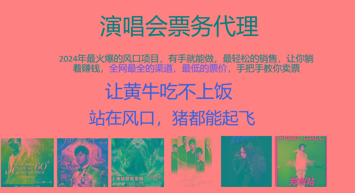 2024年最火爆风口项目，演唱会票务代理，日入2000+，一部手机就能搞定！-骏阁网