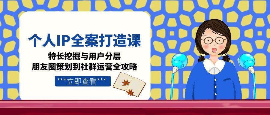 个人IP全案打造课，特长挖掘与用户分层，朋友圈策划到社群运营全攻略-骏阁网