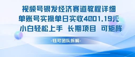 视频号银发经济赛道单账号实操单日实收1k+，小白轻松上手长期项目-骏阁网