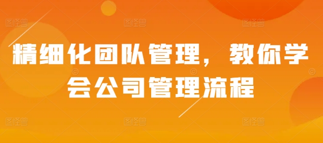 精细化团队管理，教你学会公司管理流程-骏阁网