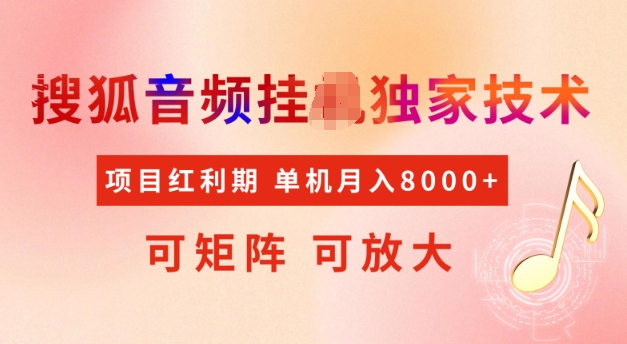 首发搜狐音频挂JI，项目红利期，可矩阵可放大，稳定月入5k【揭秘】-骏阁网