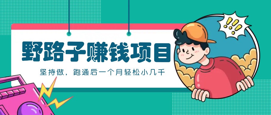 一个人就能操作的野路子赚钱项目，零成本零门槛坚持做，跑通后一个月小几千！-骏阁网