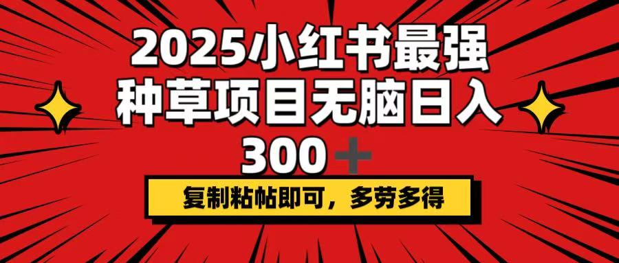 2025小红书最强种草项目，无脑日入300+，复制粘帖即可，多劳多得-骏阁网