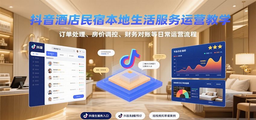 抖音酒店民宿本地生活服务运营教学，订单处理、房价调控、财务对账等日常运营流程-骏阁网