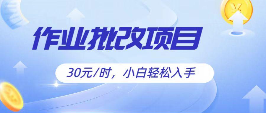 作业批改项目30元/时，简单小白轻松入手，非常适合兼职-骏阁网