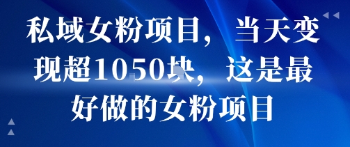 私域女粉项目，当天变现超1k，这是最好做的女粉项目，可放大操作-骏阁网