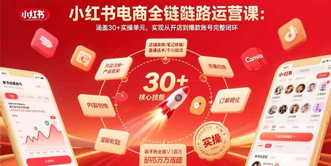 e0ea8f5b37dd49a00681bfba023f4c5e.jpeg 小红书电商全链路运营课:涵盖30+实操单元,实现从开店到爆款账号完整闭环