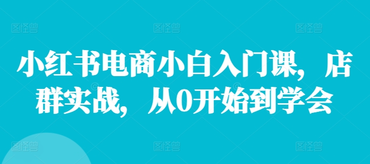 小红书电商小白入门课，店群实战，从0开始到学会-骏阁网