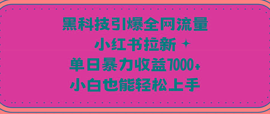 (9679期)黑科技引爆全网流量小红书拉新，单日暴力收益7000+，小白也能轻松上手-骏阁网
