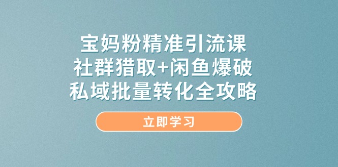 宝妈粉精准引流课，社群猎取+闲鱼爆破，私域批量转化全攻略-骏阁网
