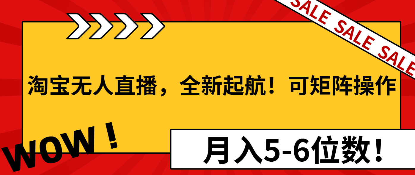 淘宝无人直播，全新起航！可矩阵操作，月入5-6位数！-骏阁网