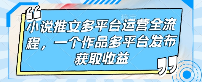 小说推文多平台运营全流程，一个作品多平台发布获取收益-骏阁网