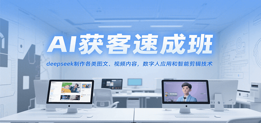 AI获客速成班，deepseek制作各类图文、视频内容，数字人应用和智能剪辑技术-骏阁网