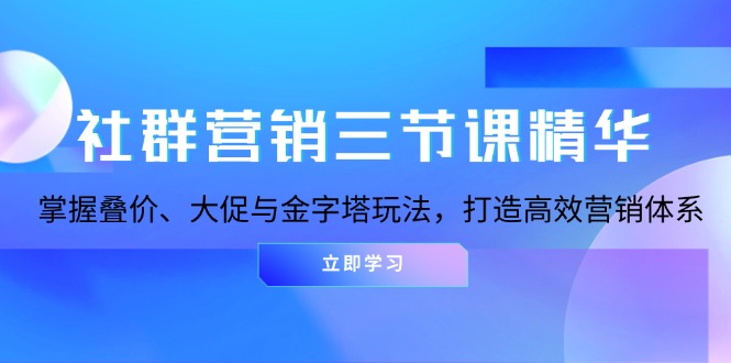 社群营销三节课精华：掌握叠价、大促与金字塔玩法，打造高效营销体系-骏阁网